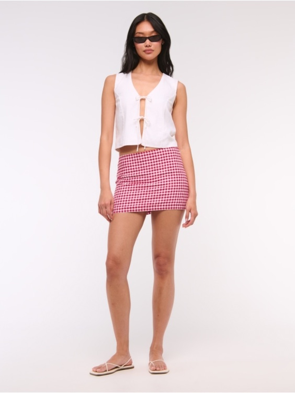 Abercrombie &Fitch Scarlett Mid Rise Black Gingham Linen Blend XL Skort NWT